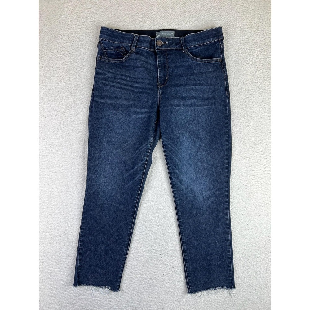 Wit & Wisdom Skinny Jeans Womens 12P Blue Medium Wash High Rise Raw Hem Stretch